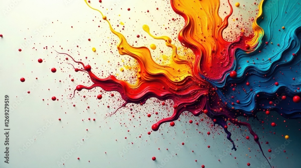 Poster Vibrant Hues Exploding in a Symphony of Color and Motion, a Dynamic Abstract Painting of Swirling and Splashing Paint