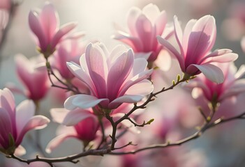 Fototapeta premium Delicate Magnolia Flowers in Spring