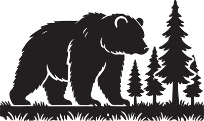 Bear animal vector silhouette , clip art, and symbol. Shilhouette of animal concept and simple design