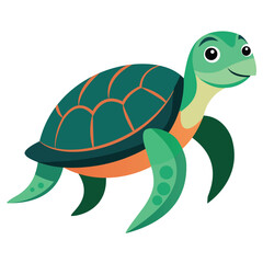 Sea Turtle Gracefully Displayed on White