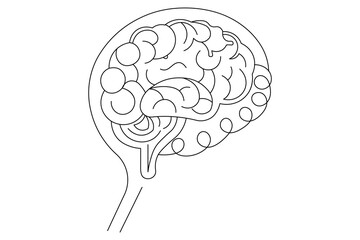 Human brain Continuous single line art of drawing icon and outline vector illustration design
