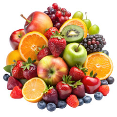 Mix fruits isolated on transparent background 