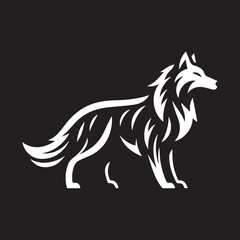 Obraz premium Wolf icon logo black silhouette vector illustration