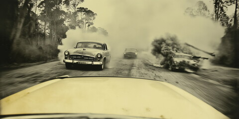 Demolition race, demolition car race or chase, a car destructing. early days.   