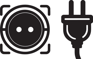 Electricity plug and socket icon silhouette design vector art illustration