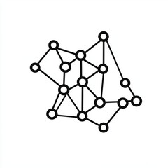 Abstract geometric network of connected nodes and lines on white background
