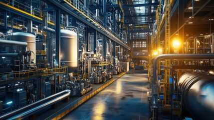 Fototapeta premium Industrial Power Plant: A Glimpse into Modern Manufacturing