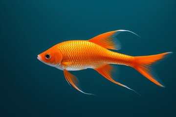 Fototapeta premium there is a goldfish swimming in the water with a blue background