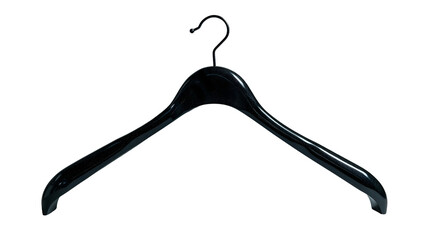 Black Plastic Hanger Minimalist Design, Elegant Fashion Accessory for Retail, isolated on transparent background.