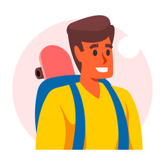 teenager with backpack and skateboard