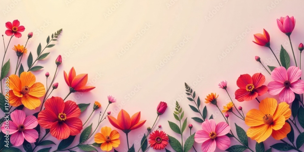Poster vibrant floral arrangement showcasing a delightful array of blossoms and foliage, creating a captiva