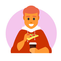 man eating pizza slice