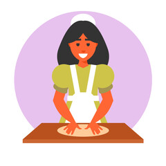 girl kneading the dough