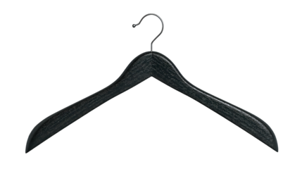 Black Wooden Hanger Premium Design, Elegant and Clean Style for Fashion, isolated on transparent background.