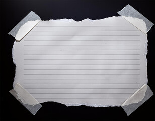 old torn white lined paper stuck to a black background