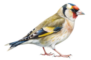 Fototapeta premium Colorful bird illustration, detailed watercolor style, nature art, wildlife depiction, vibrant feathers, educational purpose.