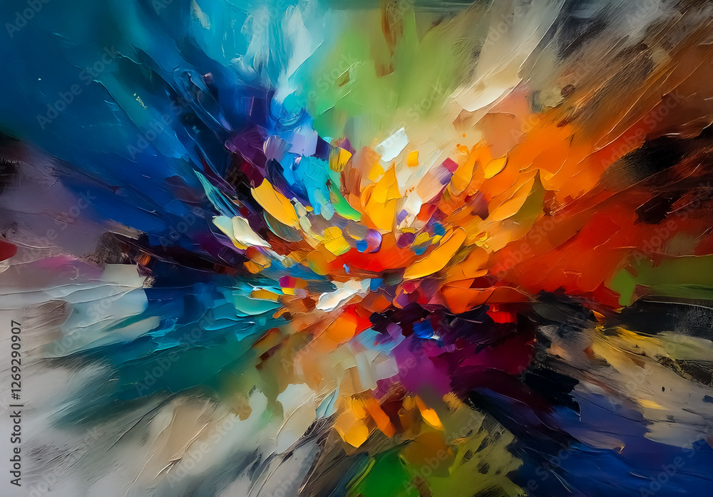 Aufkleber vibrant abstract art. a central burst of colors explodes outwards creating a dynamic and expressive 