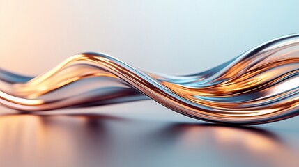 Futuristic metallic liquid waves with golden and silver tones