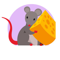 mouse with a piece of cheese