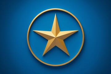 Obraz premium a close up of a star in a circle on a blue background