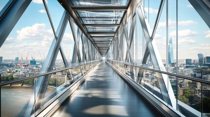 Naklejka premium London Bridge Walkway, Cityscape View, Modern Architecture, Panoramic
