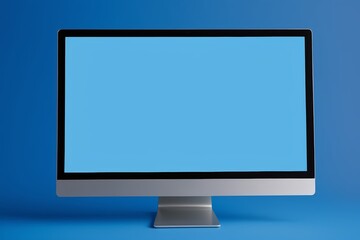 Fototapeta premium arafed computer monitor with a blue screen on a blue background