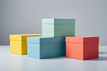 Naklejka premium three boxes are stacked on top of each other on a table