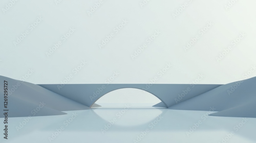 Poster minimalist arch bridge over serene waterscape a study in architectural simplicity and tranquil desig
