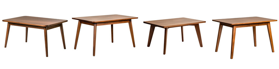 Collection of minimalist wooden tables for modern and contemporary interior design creating a clean and functional workspace for enhanced productivity focus and