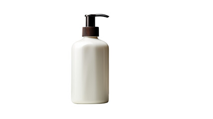 White Pump Bottle Mockup Minimalist Design for Spa Products, Clean and Elegant Style, isolated on transparent background.