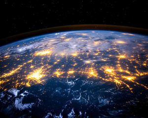 Obraz premium Earth at Night from Space - City Lights