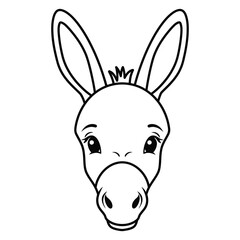 Donkey line art face silhouette vector illustration.