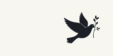 Obraz premium Serene Dove Silhouette with Olive Branch A Symbol of Peace and Tranquility