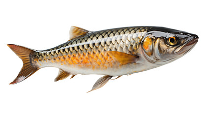 Obraz premium Golden Fish High-Resolution Detail of Scales, Aquatic Wildlife for Nature Displays, isolated on transparent background.