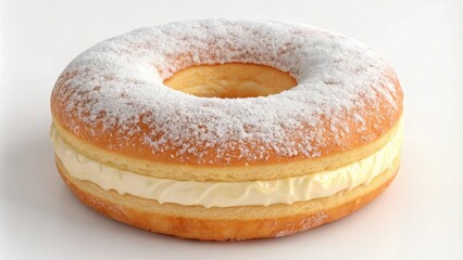 Sweet ring-shaped pastry with a soft fluffy interior and a crispy exterior, sweet treat, dessert