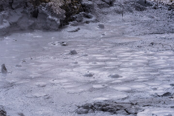 Mud pot and bubbles in Sol de Manana