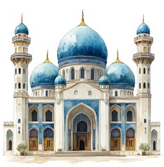 Obraz premium Mosque Painting Design Mosque Illustration Design Islamic Background