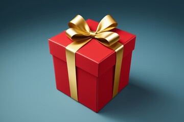 Fototapeta premium a close up of a red gift box with a gold bow