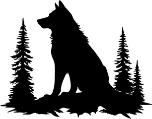 wolf silhouette on a white background
