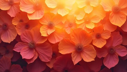 Background illustration yellow, pink and orange flowers