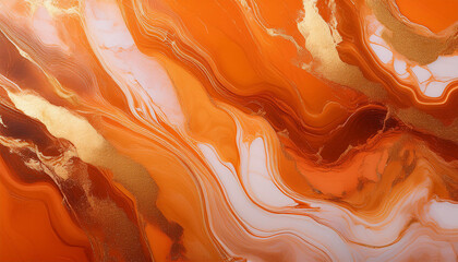 abstract orange marble texture with gold splashes orange luxury background