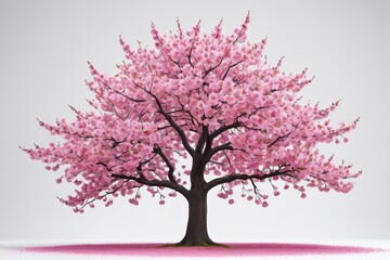 Obraz premium arafed tree with pink flowers on a white background