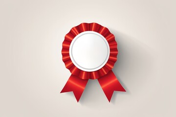 arafed red ribbon with a white circle on a light background