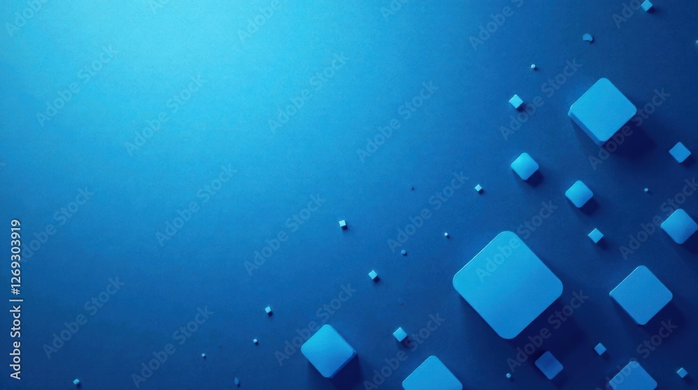Poster abstract blue square shapes on a deep blue background a modern minimalist design