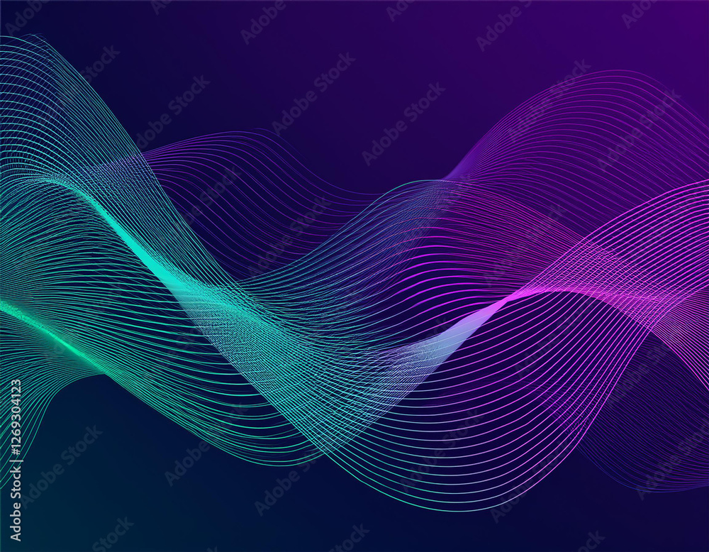 Wall mural purple violet green and blue  modern line abstract technology background modern smooth wavy lines futuristic concept suit for banner brochure cover website corporate flyer