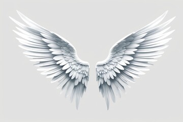 Fototapeta premium wings of a white angel on a gray background