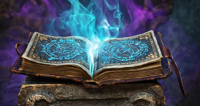 Open Spell Book Emitting Magical Energy Fantasy Concept Glowing Aura