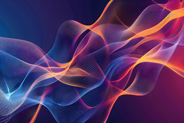 Fototapeta premium Colorful abstract digital illustration with dynamic waves on a dark backdrop
