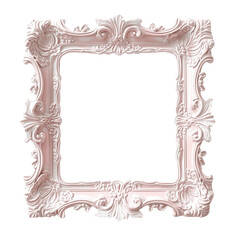 Elegant Pastel Pink Baroque Ornate Frame with Intricate Detailing &ndash; PNG Transparent Background