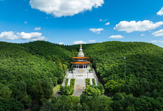Landscape of Jade Buddha Garden in Liudingshan Cultural Tourism area, Dunhua, Jilin Province	